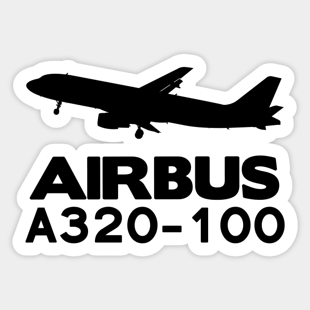 Airbus A320-100 Silhouette Print (Black) Sticker by TheArtofFlying